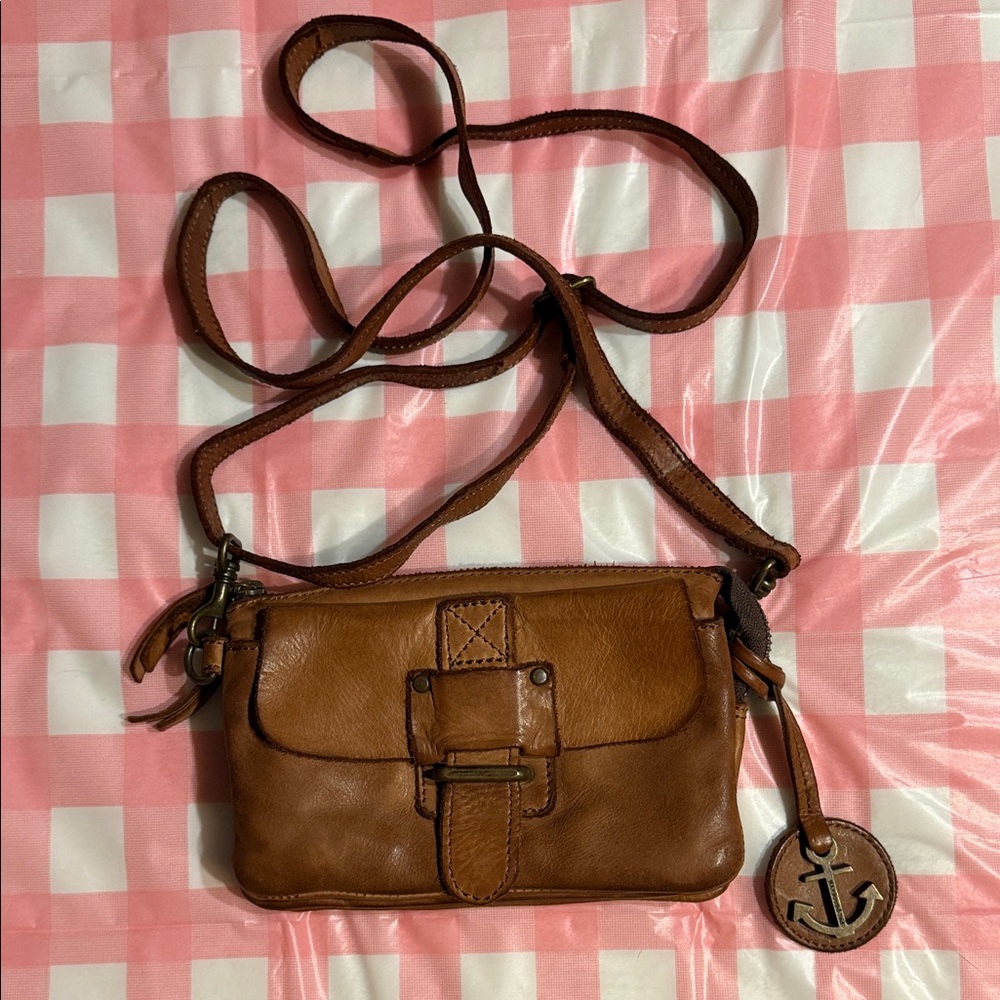 Harbour 2nd Brown Buttery Soft Leather Crossbody/Belt Bag with Anchor Charm